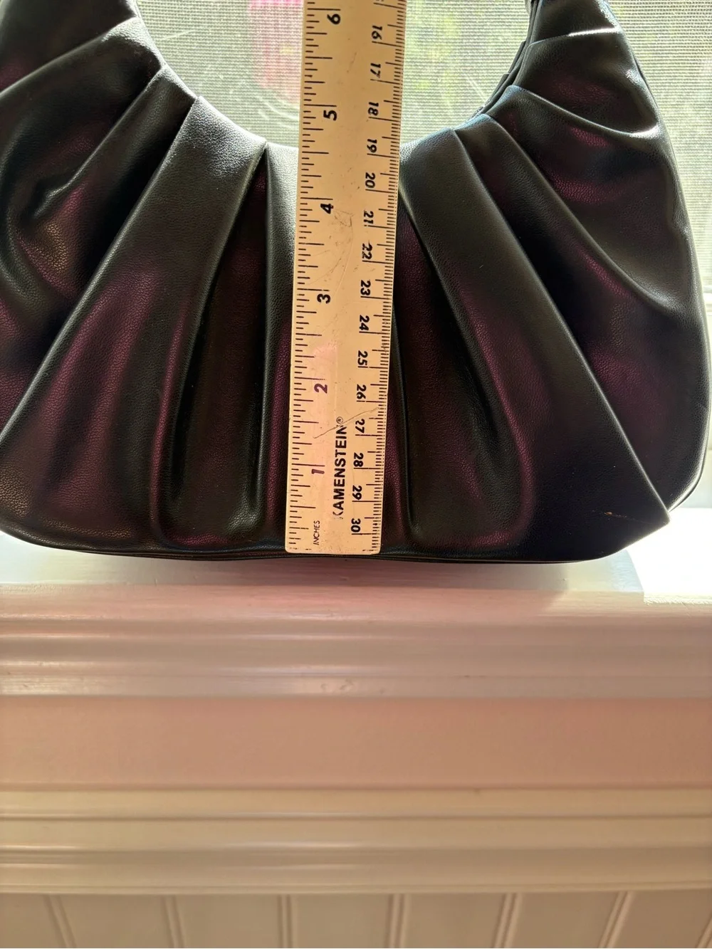 MMS Design Studio Black Ruched Handle Hobo Bag